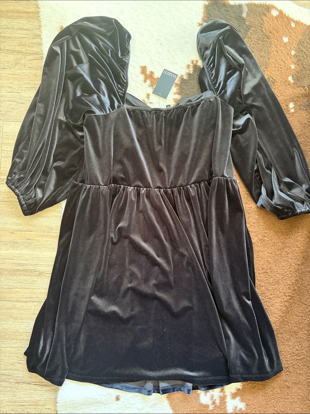 Eloquii Black Velvet Sweetheart Mini Dress - Picture 6 of 6